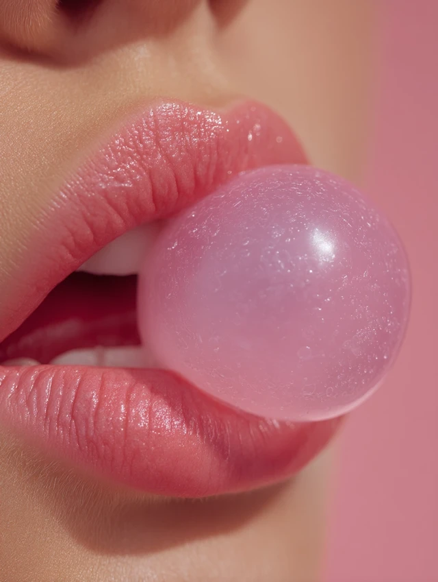 Pink Bubblegum Close Up Playful Fashion Look