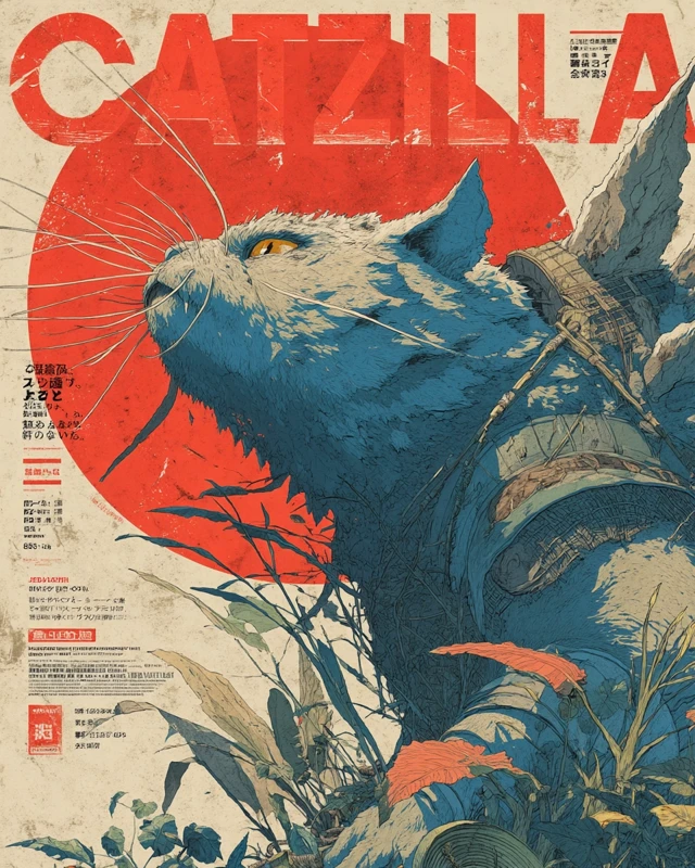 Catzilla: Vintage Retro Monster Poster