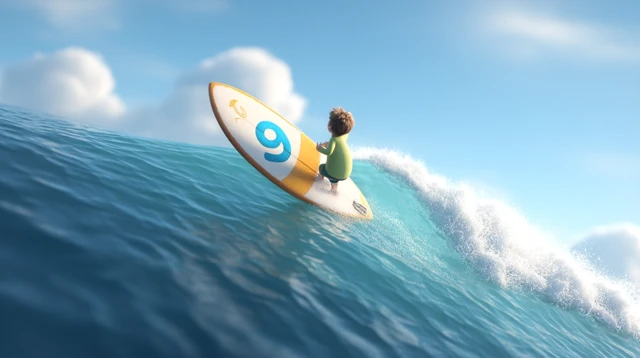 Surfer on a Wave 3D Pixar Animation California