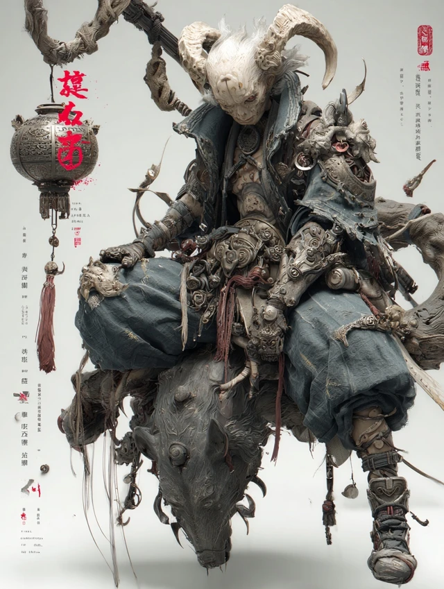 Chinese Mythic War Spirit Sculpture Art Fusion