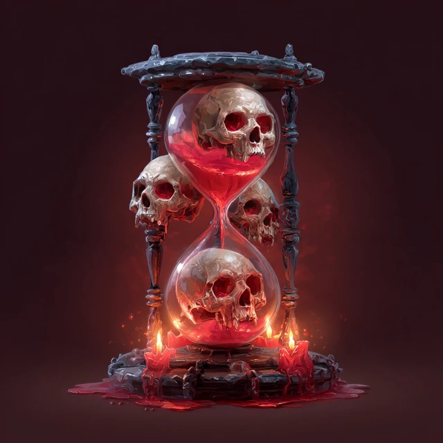 Evil Hourglass with Skulls Realistic Design