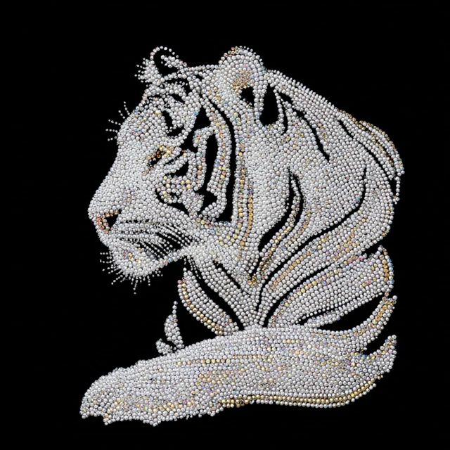 White Rhinestone Tiger Stunning Animal Portrait