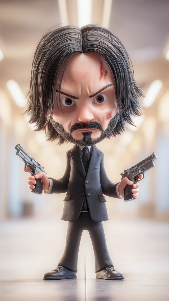 John Wick Toddler 3D Cartoon Keanu Reeves