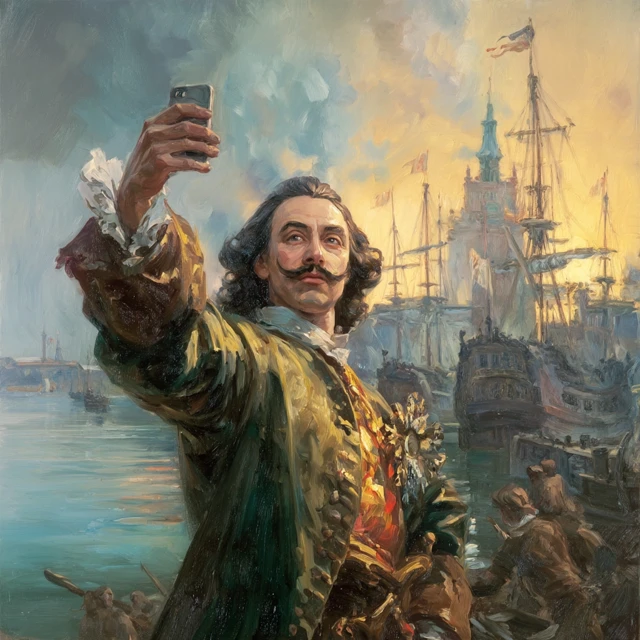 Peter the Great Selfie Russian Emperor at Warf