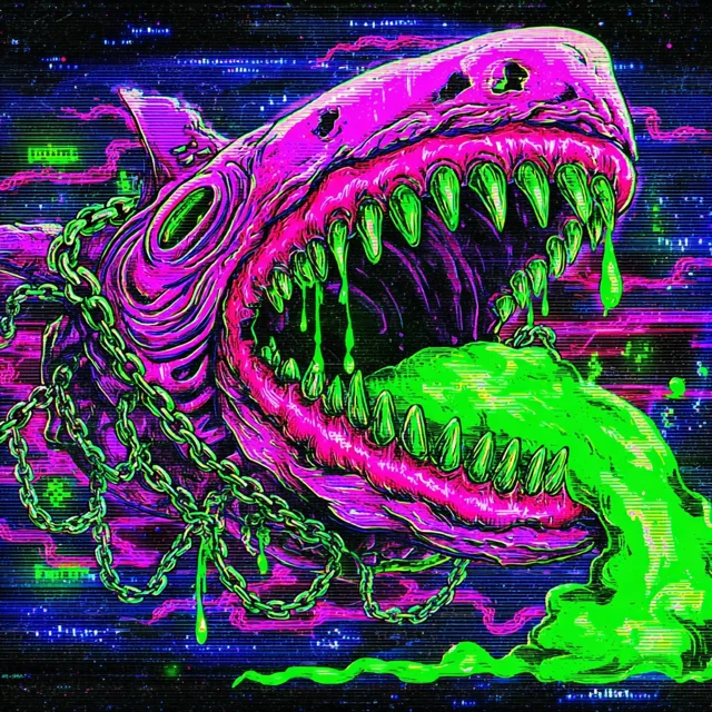 Grotesque Cartoon Whale Head Digital Art