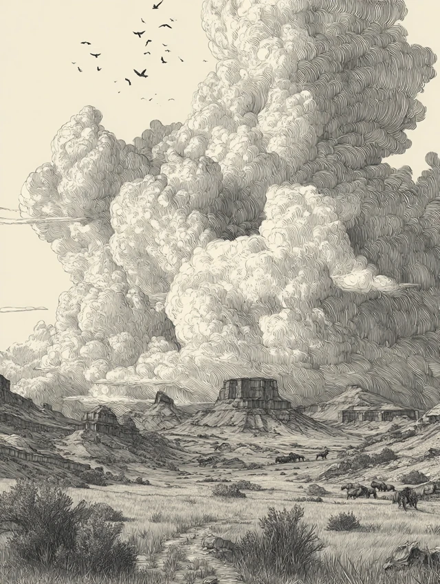 Wild West Pencil Sketch Sky Illustration