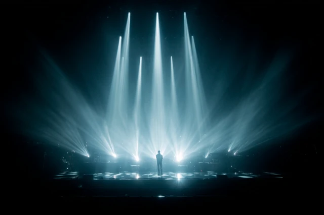 Stage Spotlight A Person Illuminated by Light Beams