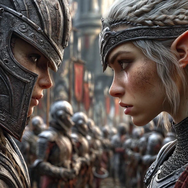 Elven Army Duel High Resolution Fantasy Battle