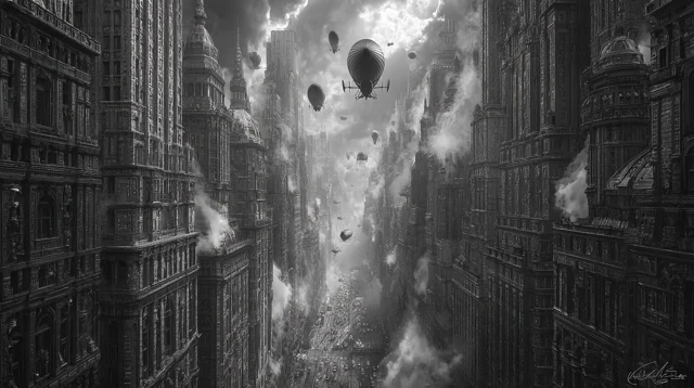 Steampunk Metropolis in a Canyon