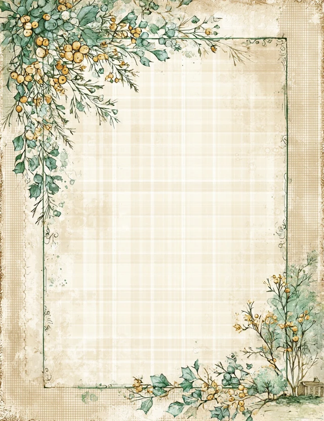 Charming Stationery Design Rural Scene Border Copy Space