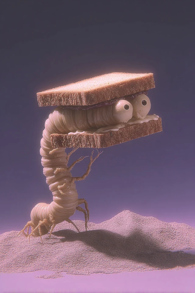 Burnt Toast Pumpernickel Worm Sandwich