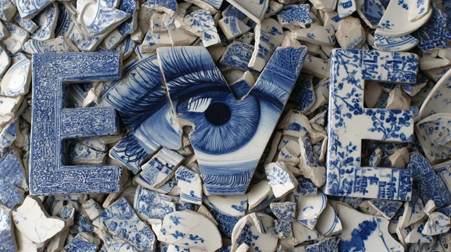 Broken Porcelain Art EYE Arrangement