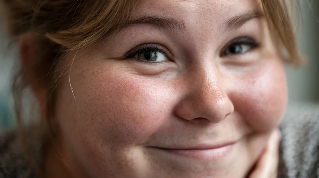 Close Up Portrait of a Chubby Child Smiling