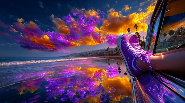 Summer Beach Vibes Girl in Sneakers
