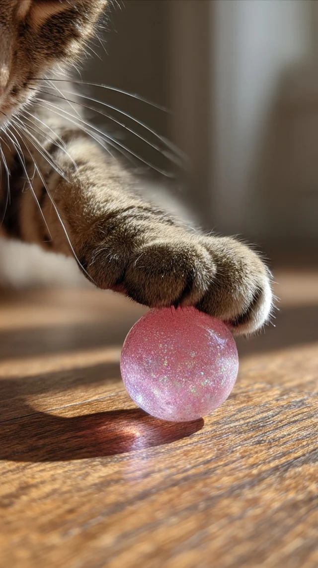 Cat Paw Playing with Glitter Slime