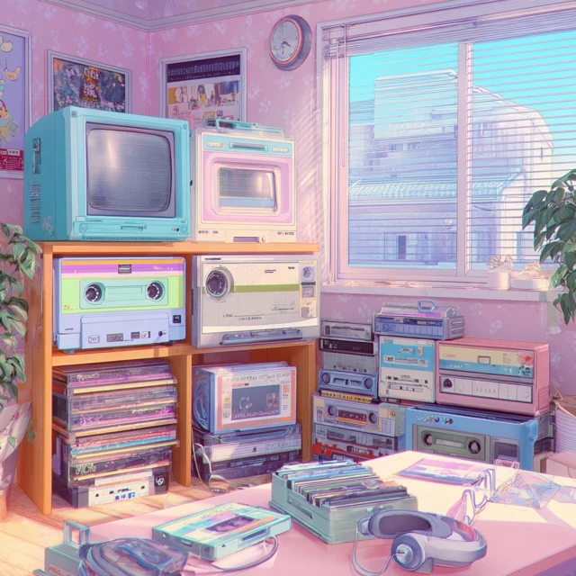 Retro Anime Room Pastel Playlist Cover