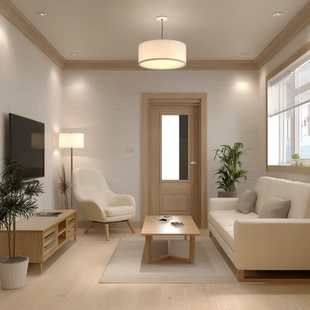 Cream Style Living Room Interior Design