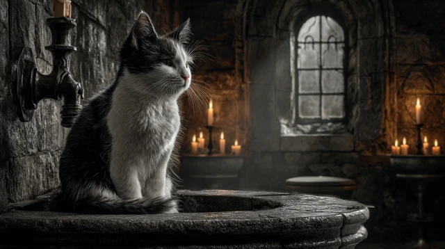 Medieval Castle Cat Photorealistic Image