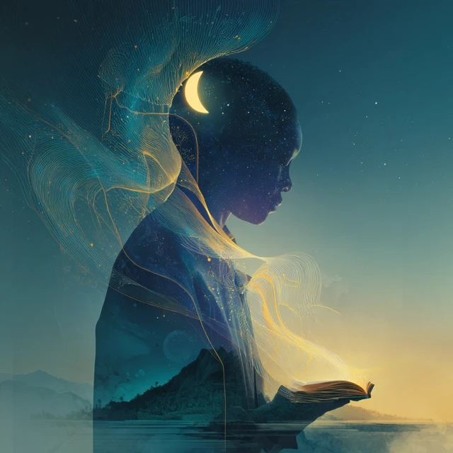 Serene Figure Starry Night Digital Art