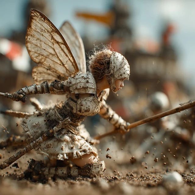 Fairy Warrior in Battle Detailed 8k Fantasy Art