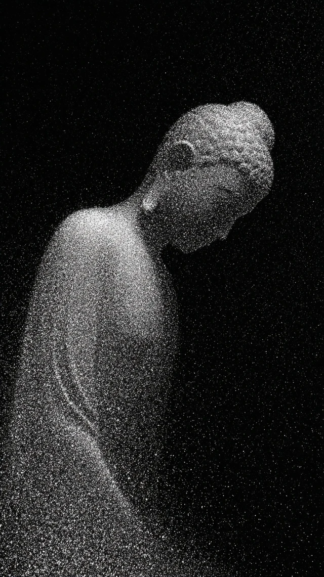 Mysterious Buddha Figure in Glittering Sand