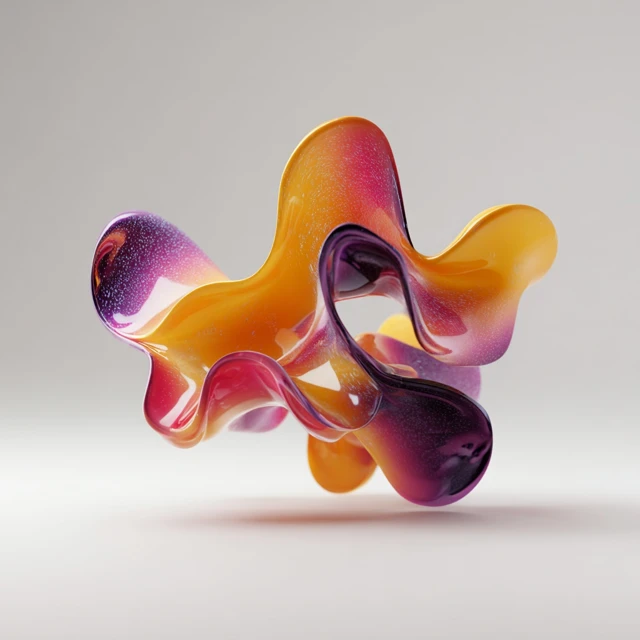 Abstract 3D Fluid Shape on White Background