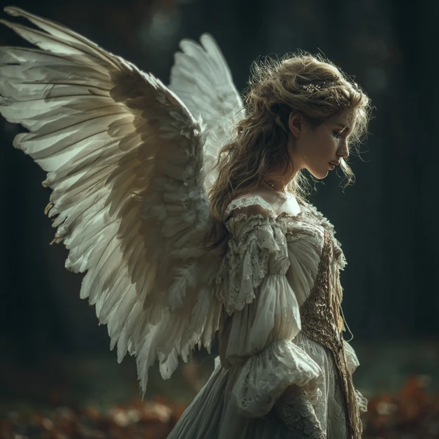 Winged Angel in a Serene Nature Scene