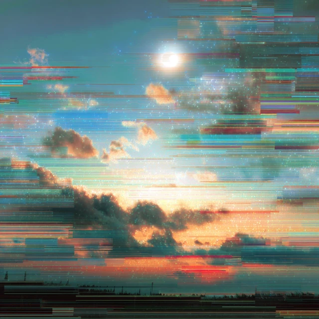 Glitch Art Sparkles in the Sky Dreamy Digital Surrealism