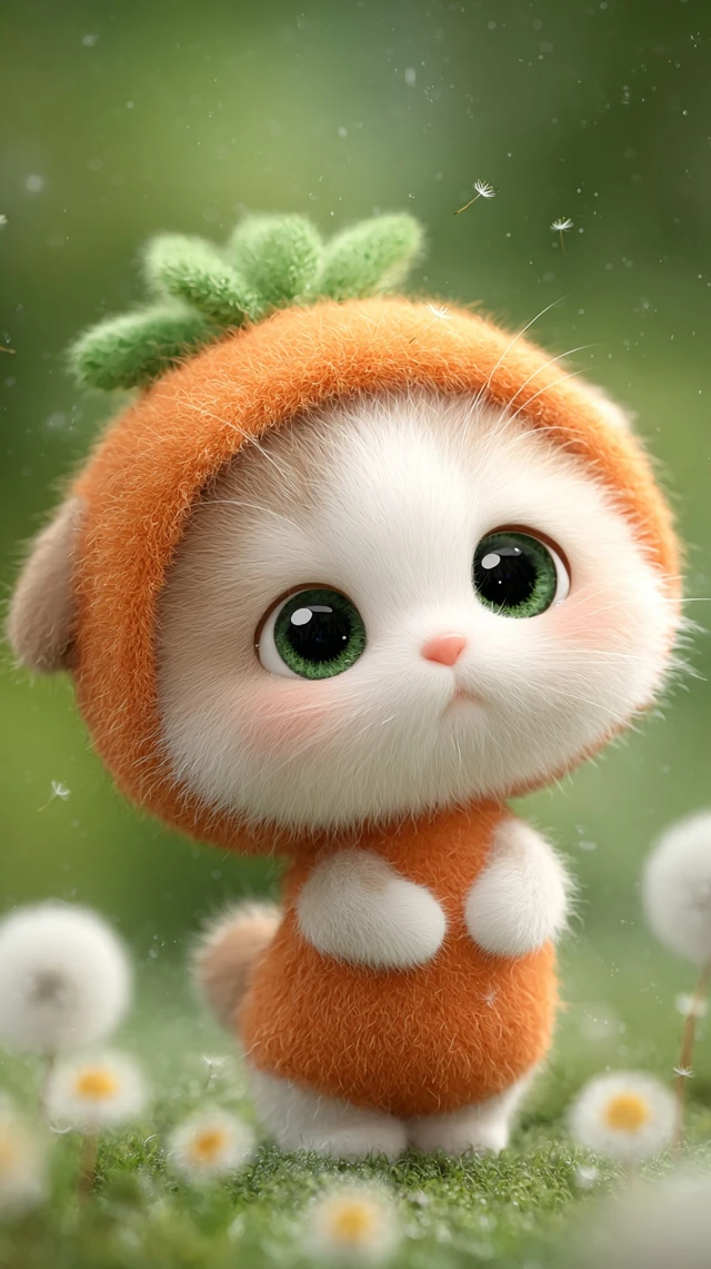 Adorable Munchkin Kitten in Carrot Costume