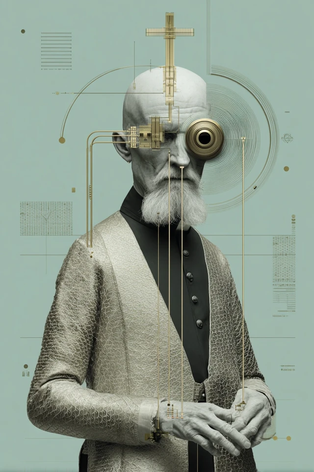 Van Gogh AI Priest Minimalist Silkscreen Poster