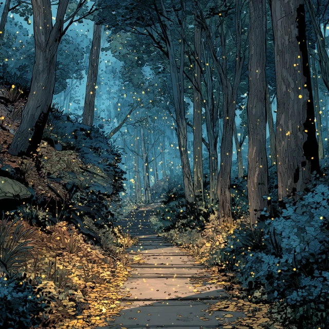 Forest Path Academy Fantasy Illustration