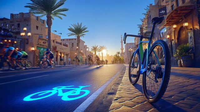 Cycling in Saudi Arabia Cinematic Street Scene