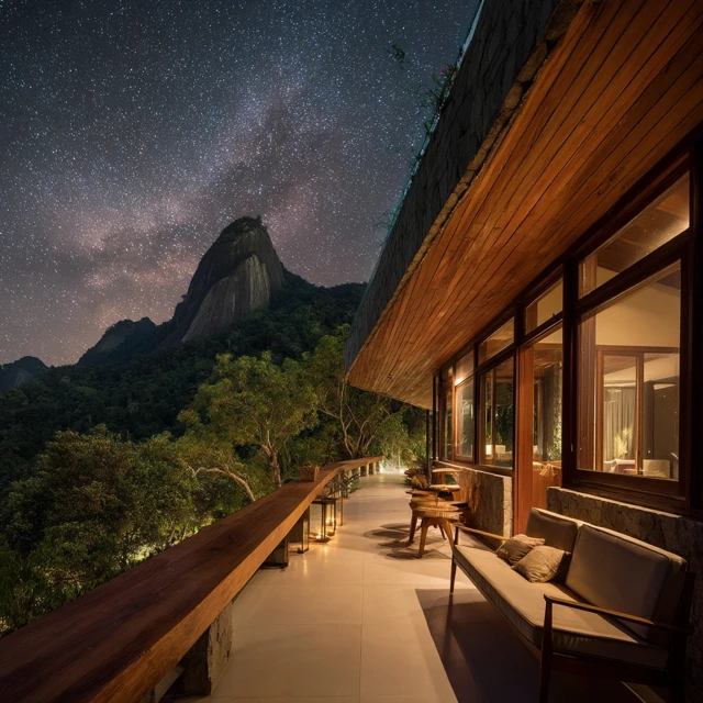 Modern House in Petropolis under the Stars