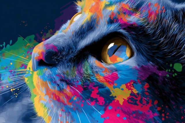 Colorful Cat Splash Painting Vector Art