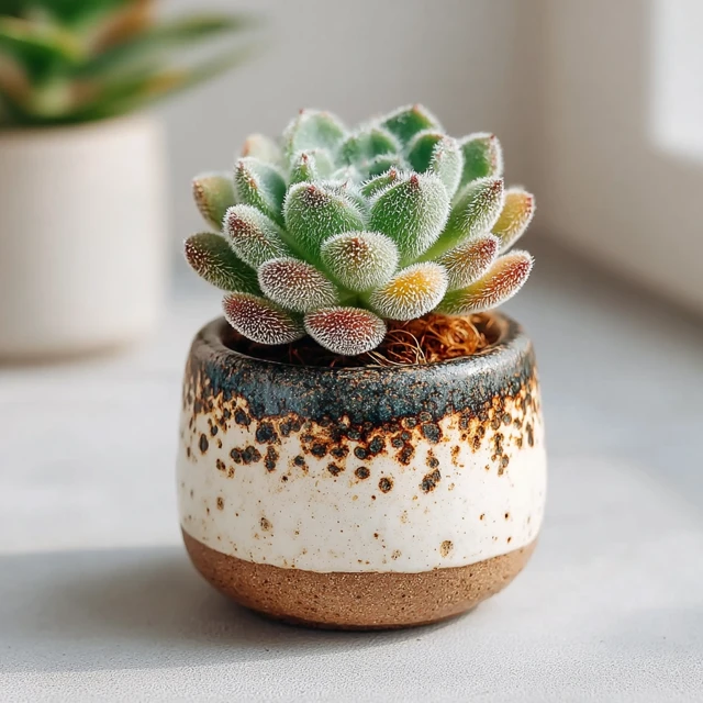 Succulent Plant in Ceramic Pot Minimalist Aesthetic