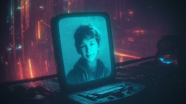 80s Cyberpunk VHS Screen Grab Hologram Portrait