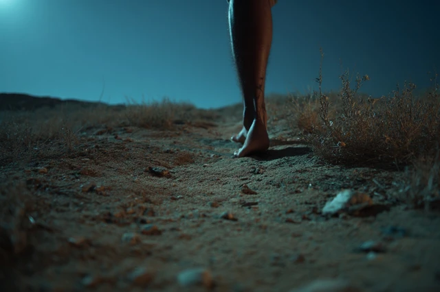 Desert Night Feet Walking Cinematic