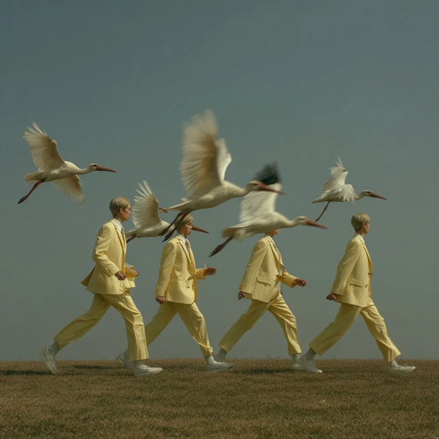 Korean Fashion Editorial Models in Yellow Suits