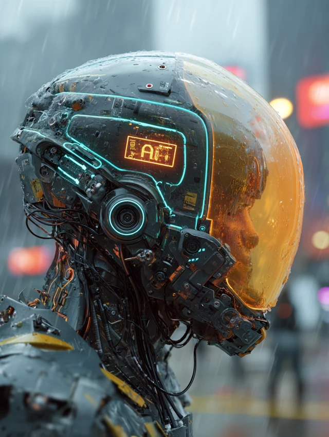 Cyberpunk AR Helmet Intricate Biomechanical Design