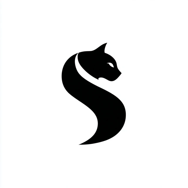 Cat Silhouette S Logo Minimalist Design