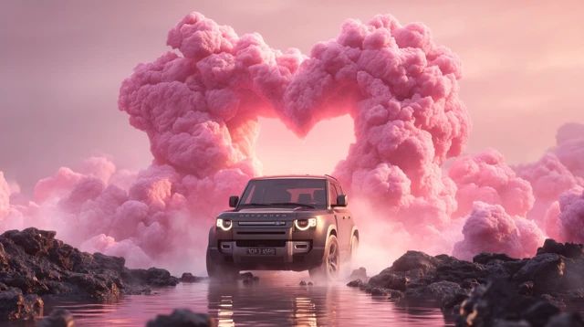 Land Rover Defender SUV Romantic Heart Scene