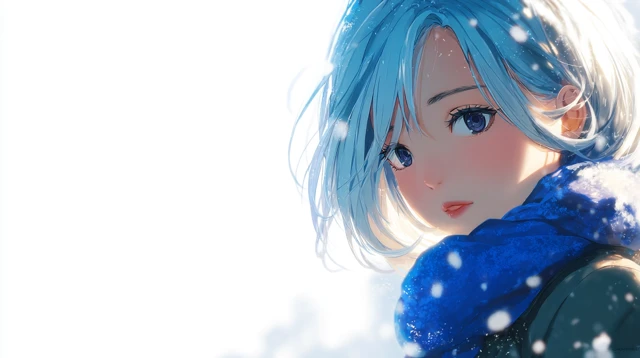 Anime Girl in Snow Illustration Beautiful Artwork