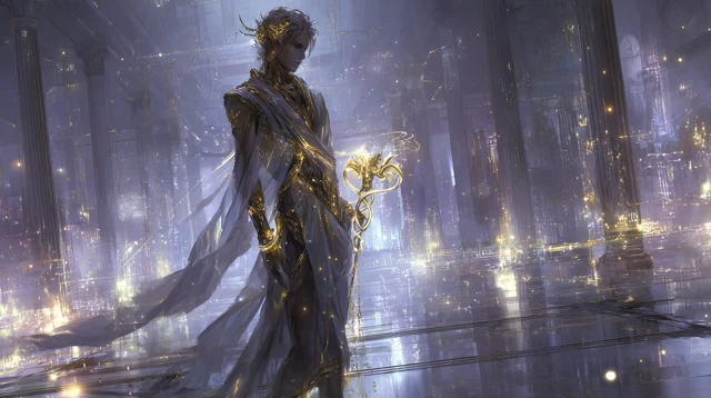 Hermes Inspired Digital Art Mythic Figure