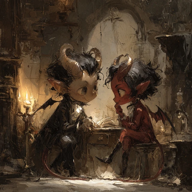 Romantic Devils Art Illustration Painting