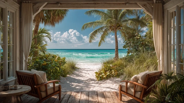 Beachfront Cabana Relaxing Seaside View