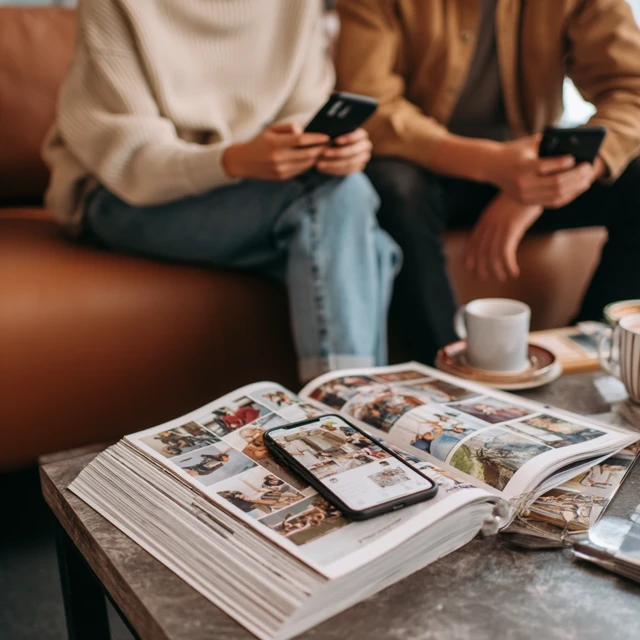 Friends Relaxing Watching Social Media