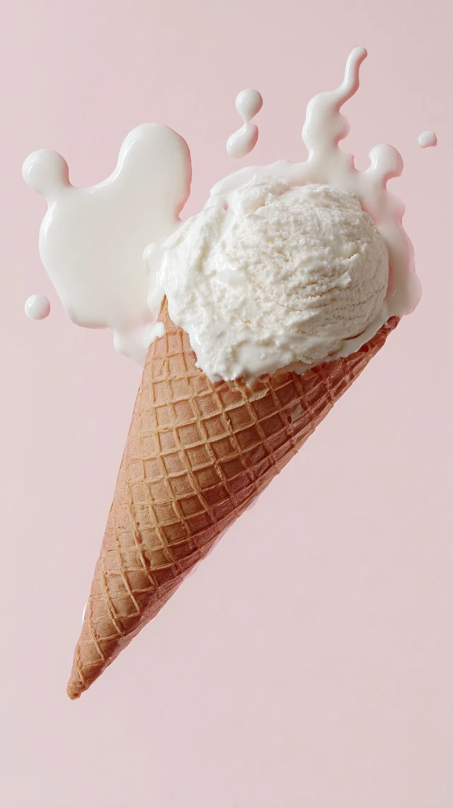 Melting Ice Cream Cone Dessert Food Photo