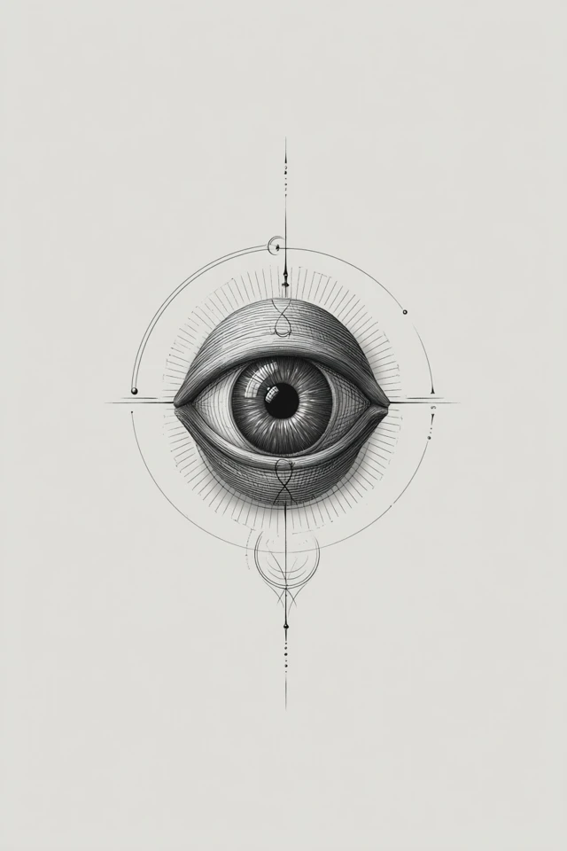 Eye Tattoo Design with Geometric Details