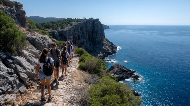 Hikers Explore Mediterranean Coast Mallorca