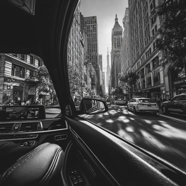 Cityscape from a Car: Modern View